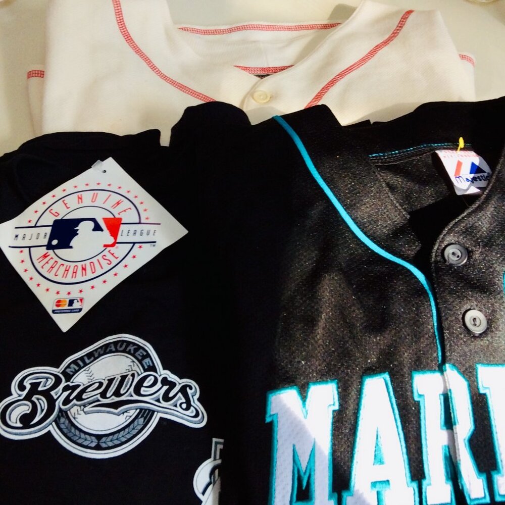 Genuine MLBPA Marlins, Johnny Bench, & National League Club Shirts Size 2X & L